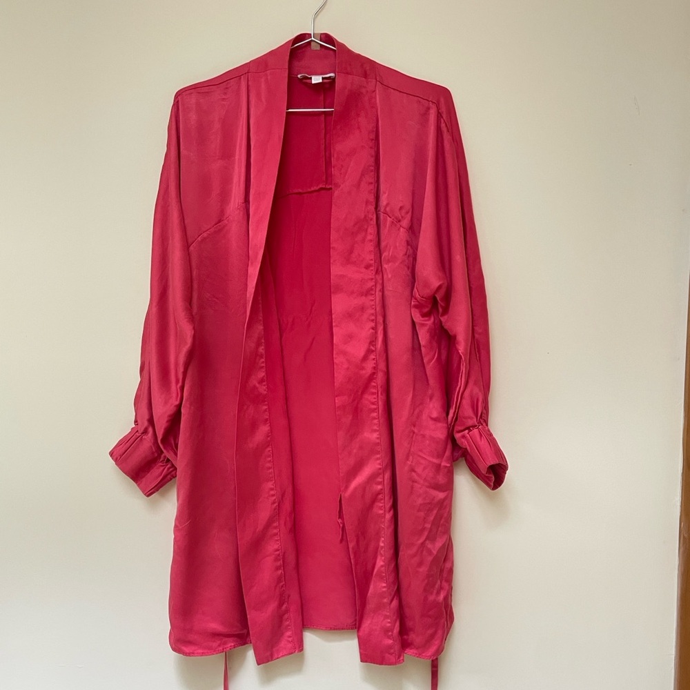 Rare Lunya Washable 100% Silk Robe Hot Pink  XS/S Used Stellar Energized